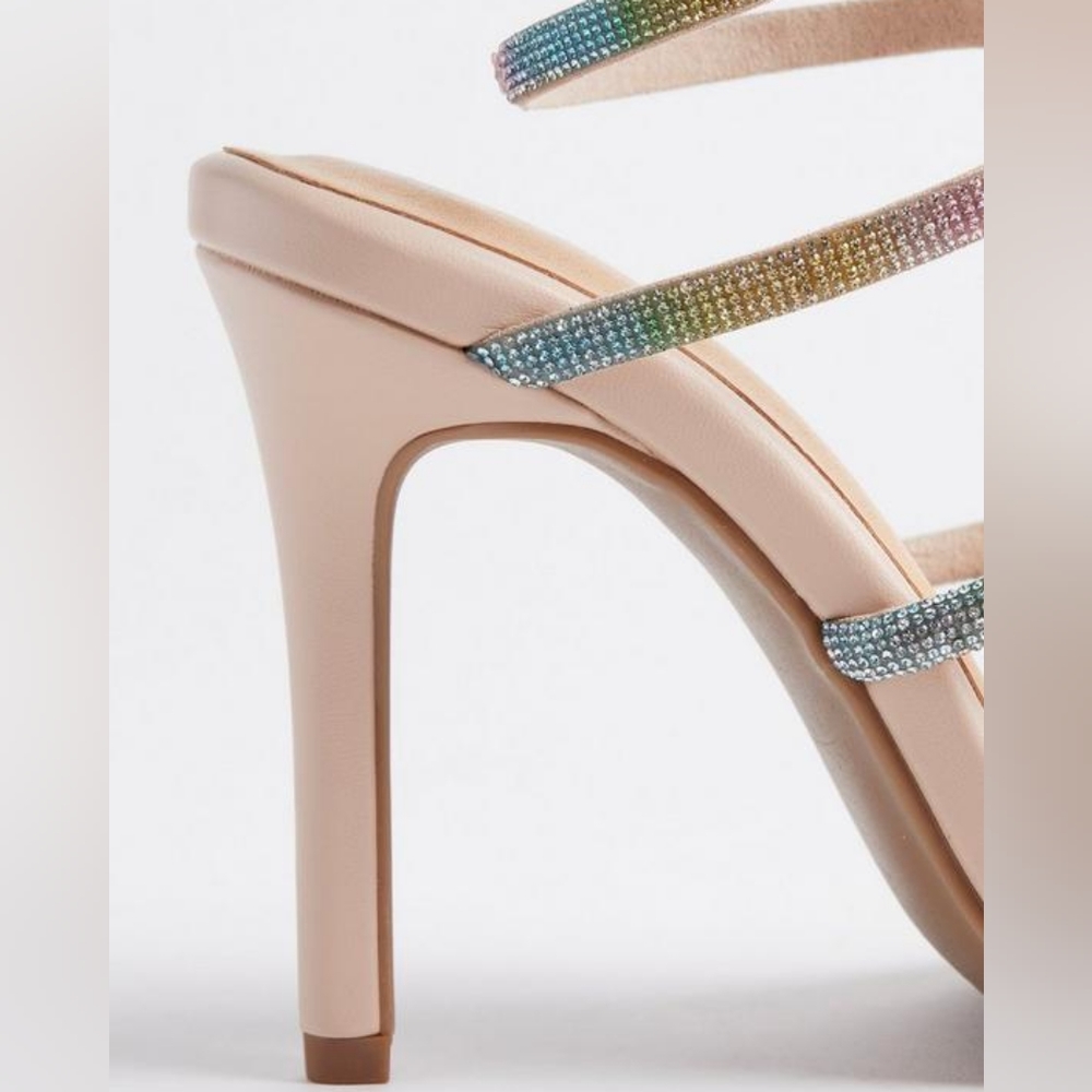 Torrid extra wide width rhinestone lace up heel sandals, 8ww, multicolor - Picture 6 of 13